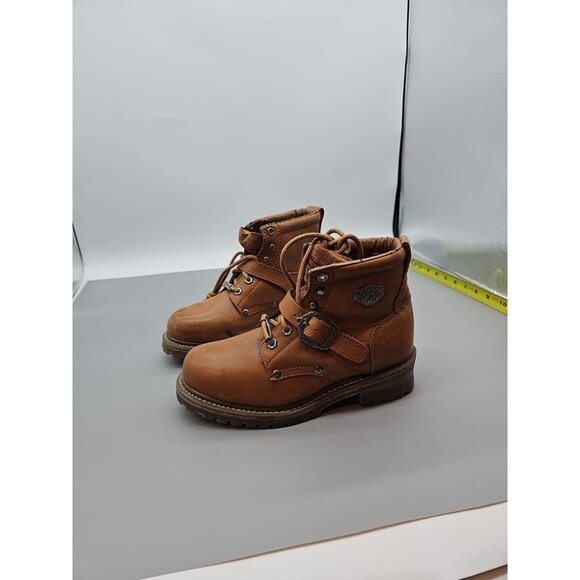 Harley-Davidson Shoes - Harley Davidson Women's Sz 7.5 Brown Leather Motorcycle Biker Boots 81025 Buckle